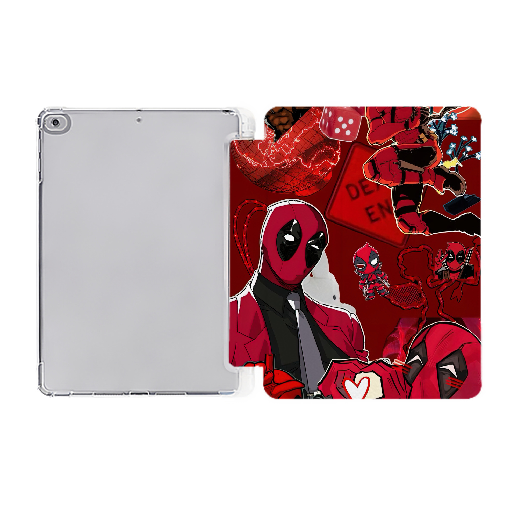 （画像用） Deadpool デッドプール IPad ケース ペン収納付き 三つ折りスタンド PUレザー×シリコン 対応機種9.5/10.5/10.9インチ